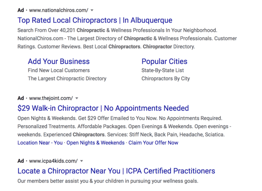 chiropractors near me PPC