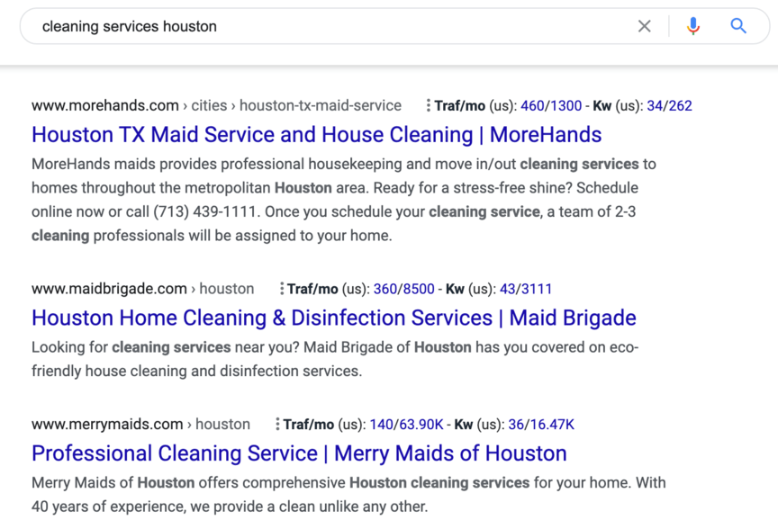 cleaning services houston google results