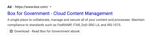 paid search ad for box cloud management