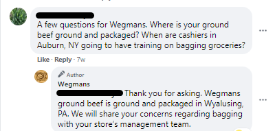 a response to a complaint on social media