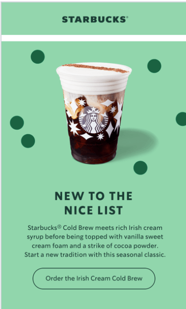 Starbucks email with CTA