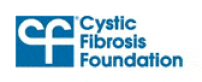 Logo of the Cystic Fibrosis Foundation, featuring the letters 'CF' in white on a blue background, with 'Cystic Fibrosis Foundation' written in blue text to the right.