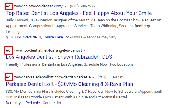 dental office ppc ads