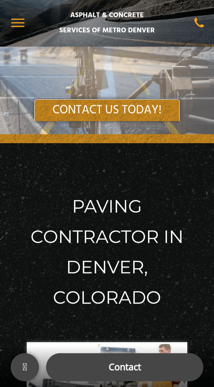 Denver Paving Homepage Mobile