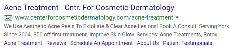 dermatology ppc ad