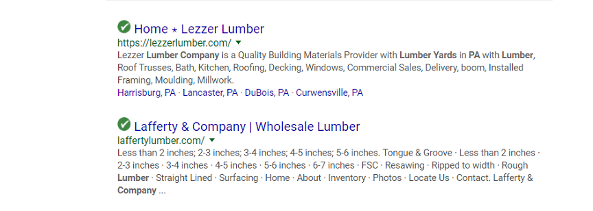 Lumber SEO rankings