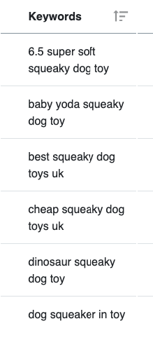 dog toy keywords