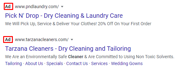 dry cleaner ppc ad