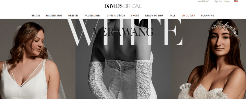 David's Bridal landing page