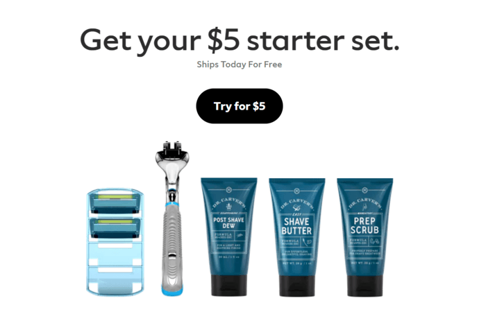 Dollar Shave Club landing page