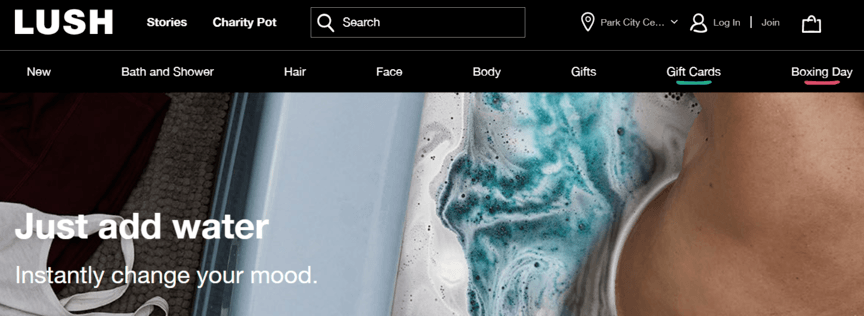 Lush landing page