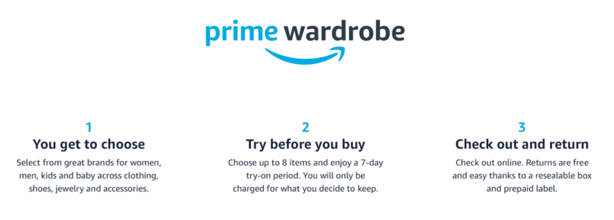 Amazon Prime Wardrobe landing page