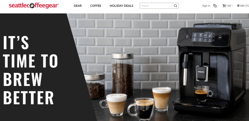 Seattle Coffee Gear landing page