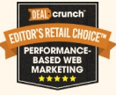 Editor's Retail Choice badge with text 'DEAL crunch' at the top, featuring a star rating and the words 'PERFORMANCE-BASED WEB MARKETING'.