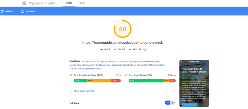 enterprise seo strategy check page speed