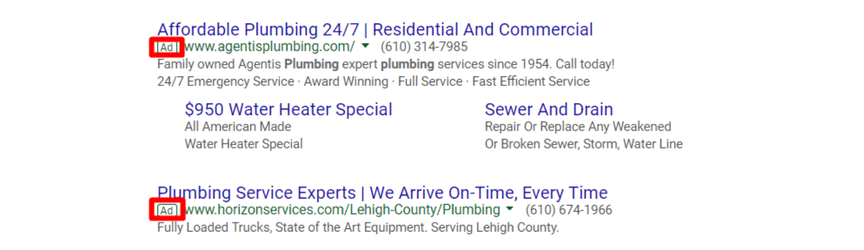 pay per click ads in search results