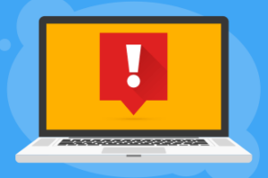 Exclamation mark on computer graphic