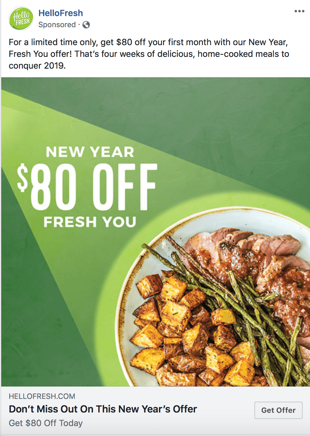 Hello Fresh Facebook ad example