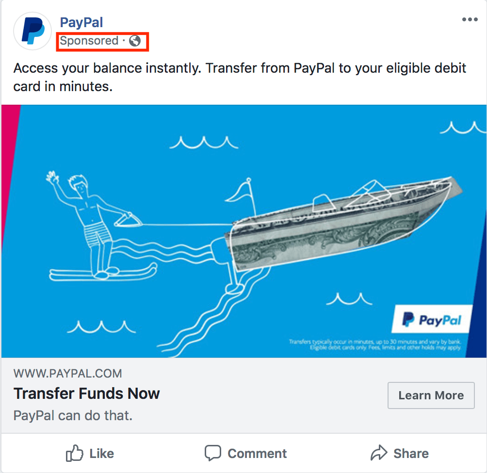 facebook advertising example