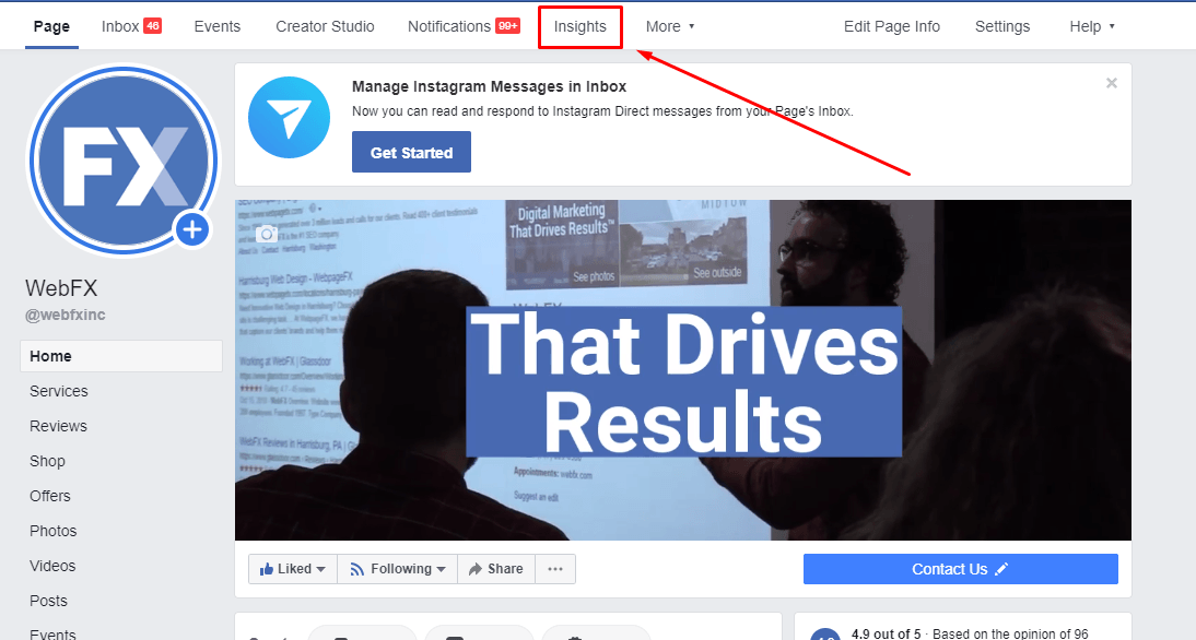 facebook insights click