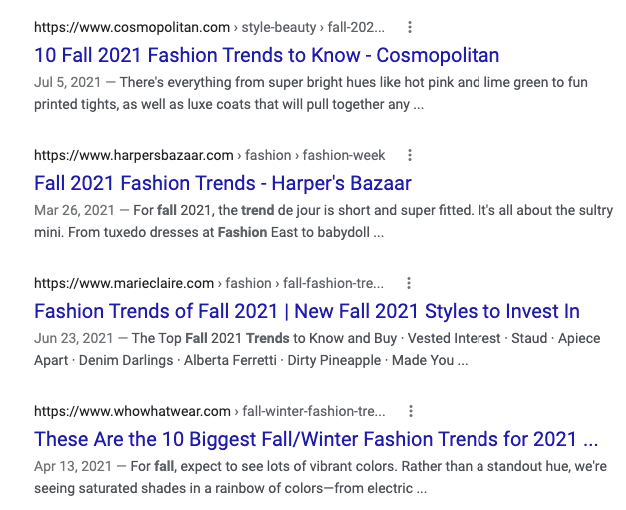 fall fashion trends search