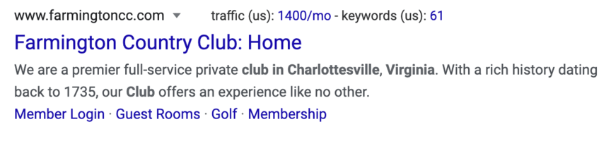 country club example title and meta description