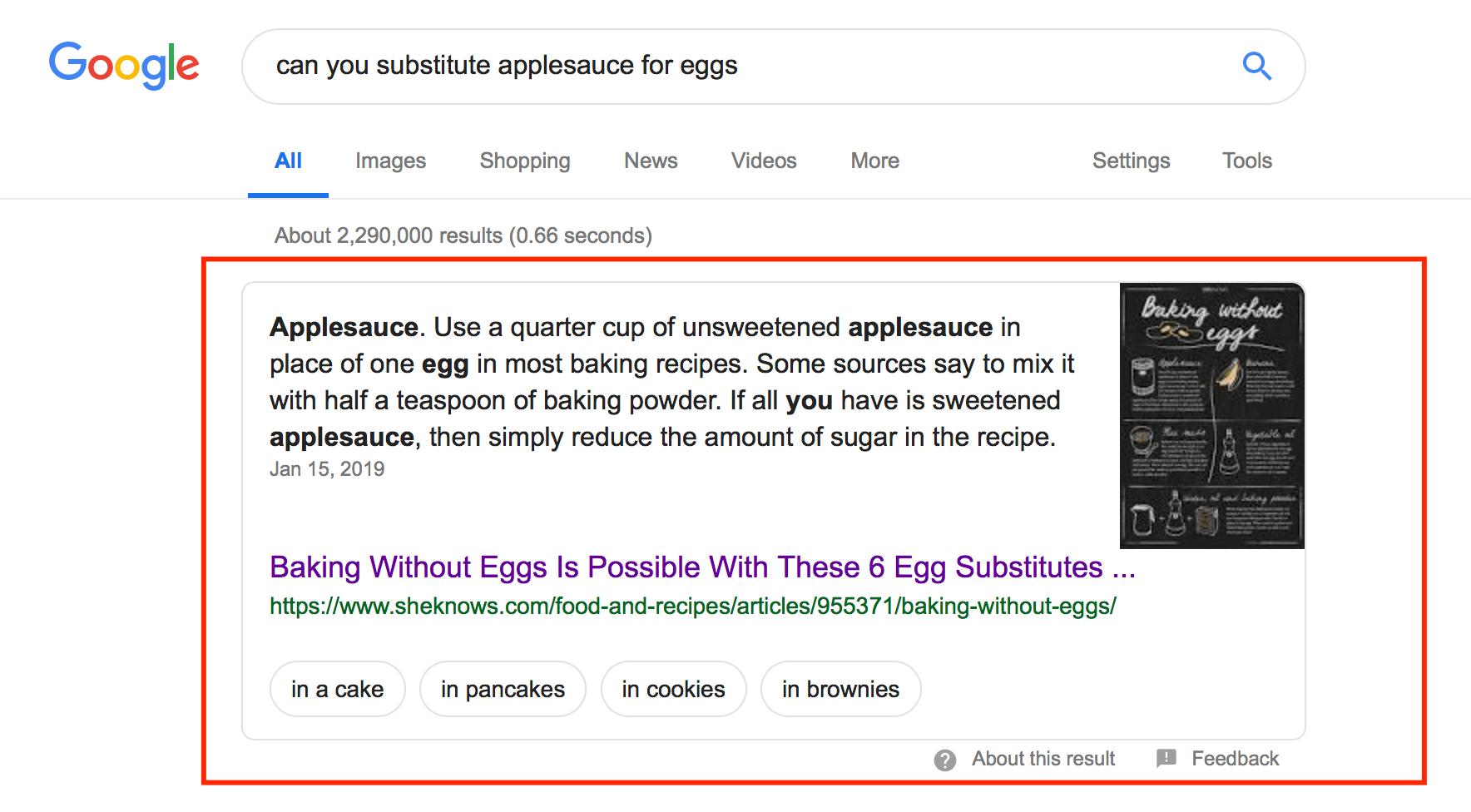 featured snippet example