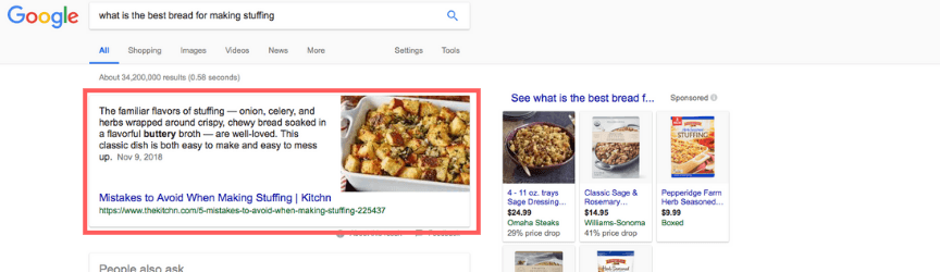 Featured snippet example