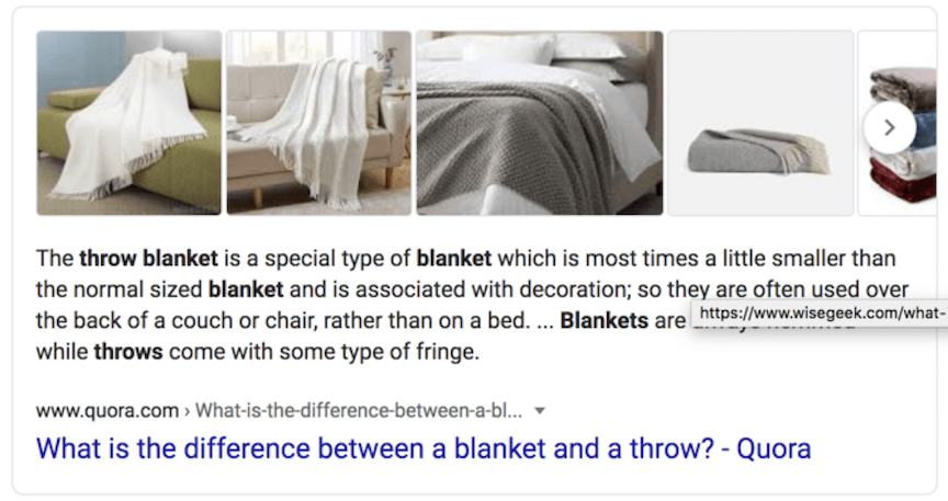 Featured snippet throw