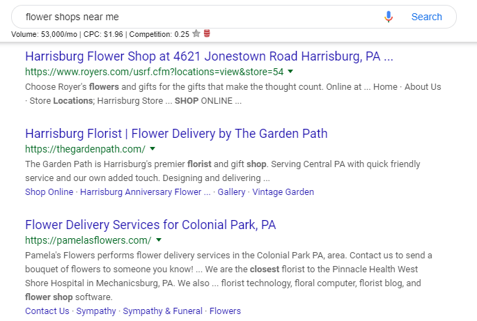 flower shops near me google search