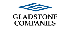 Logo of Gladstone Companies, featuring an abstract design with two overlapping parallelograms forming a three-dimensional cube above the text 'GLADSTONE COMPANIES'.