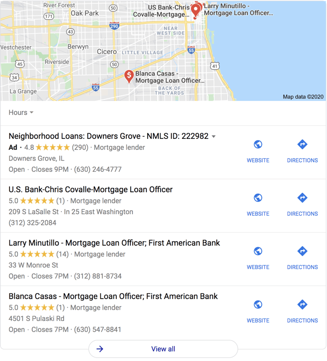 Google my business loan officers results in Chicago