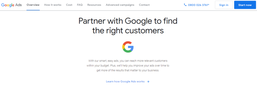 Google Ads Overview Page