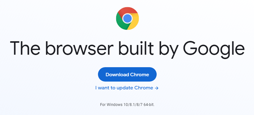 Google Chrome download page