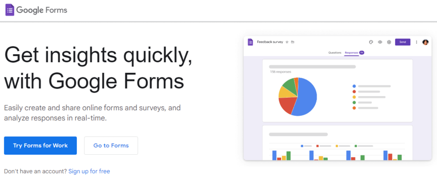 Google Forms landing page