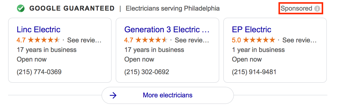 Google local service ads for electricians