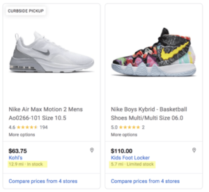 google local inventory shopping ad shoes 300x276