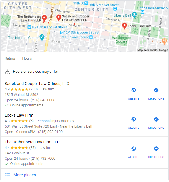 google local listing law firm