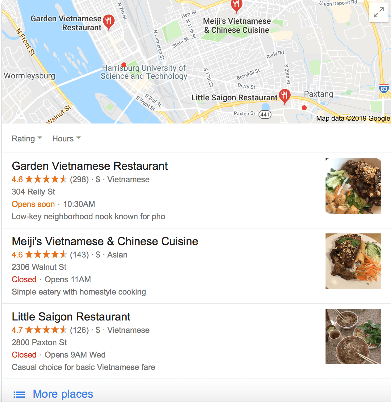 example of google local listing