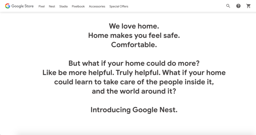 Google nest homepage