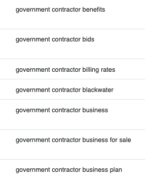 government contractor related keywords