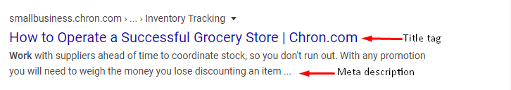 a grocery store's listing on Google