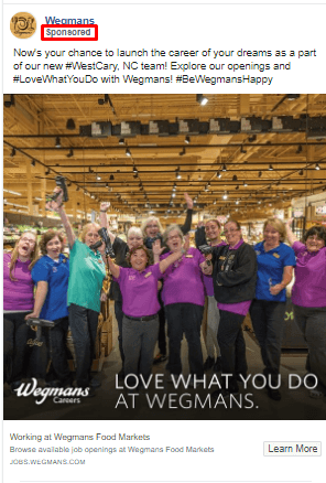 a grocery store's social media ad