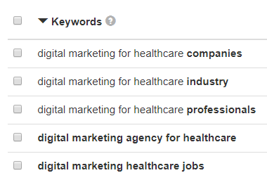 healthcare keywords