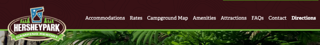 hershey campground website navigation