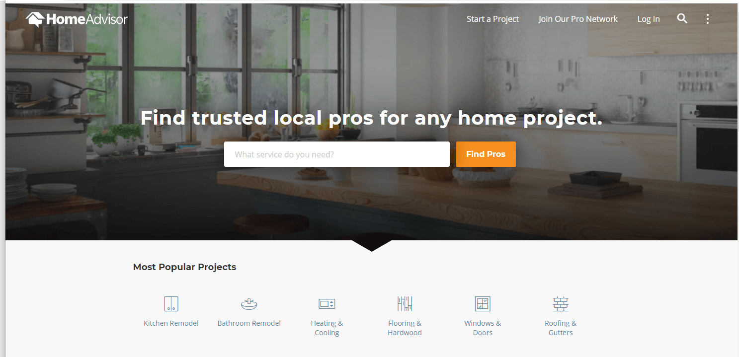 homeadvisor main page