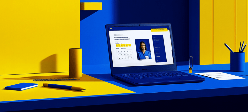 Heath Care worker on computer screen