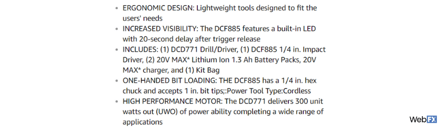 img amazon product features example