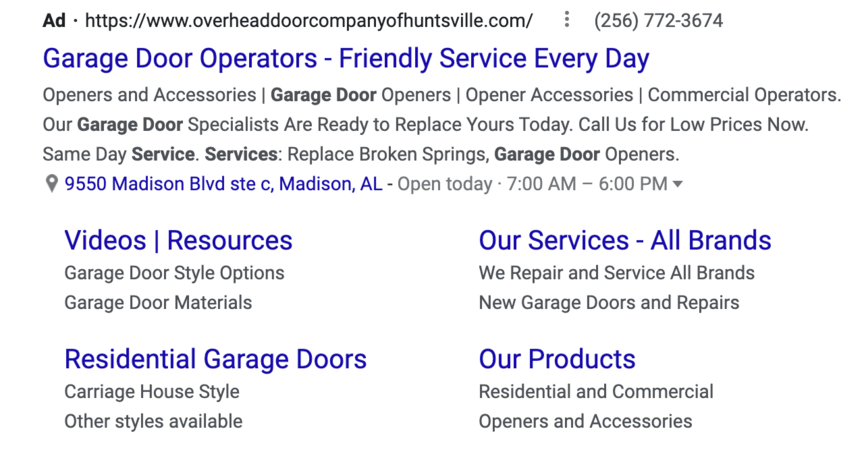 img overhead door google ppc ad