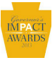 Logo of the Governor's Impact Awards 2013 featuring a gold shield shape with text and a star.